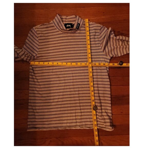 STUSSY Brown Striped Long Sleeve Turtleneck Tee - Picture 11 of 11